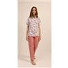 Gary Pigiama donna Jersey aperto Gary mezza manica pantalone lungo 5255, CORALLO