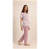 Gary Pigiama donna Jersey aperto Gary mezza manica pantalone lungo 5255, ROSA GLICINE