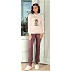 Hollywood Milano Pigiama donna Hollywood Milano serafino caldo cotone interlock HPA127, ROSA CHIARO