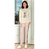 Hollywood Milano Pigiama donna Hollywood Milano serafino caldo cotone interlock HPA118, PANNA