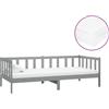 vidaXL Letto da giorno con materasso 90x200 cm grigio in legno di pino massiccio