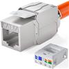 hb-digital Modulo Keystone RJ45 CAT 6a connessione a 180° apertura frontale LSA senza attrezzi lega di zinco argento