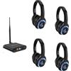 Retekess TA004 Silent Disco Starter Kit, cuffie wireless per TV, 3 canali, portata di 200 m, set di cuffie per feste, palestra, yoga