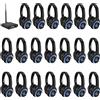 Retekess TA004 Kit iniziale per Silent Disco, cuffie wireless per TV, 200 m, qualità audio Hi-Fi, 20 cuffie, cuffie per feste, palestra, yoga