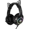 Onikuma K9 RGB cablato con cuffie Cat Ears nere per PC