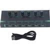 Gistuch Amplificatore per cuffie stereo 6 canali mono commutazione mini splitter di segnale per MIC