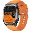 INF Smartwatch GPS Sportivo: Metallo, Silicone, Monitoraggio Fitness e Salute Arancia