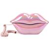 Merkloos Telefono a bocca sexy di colore rosa, interessante telefono da tavolo vintage, telefono fisso retrò portatile alla moda con auricolare pendente, decorazione per casa, hotel, oggetti di scena per fotografie