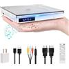 Merkloos Lettore DVD con HDMI - Lettore DVD esterno - Lettore Blu-ray - Portatile - Bianco