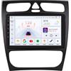 Happiq Autoradio con Bluetooth e CarPlay per Mercedes-Benz Classe C/Classe CLK (W203/W209/S203/A209/W168) - Compatibile con Apple e Android - Impianto stereo con sistema di navigazione - 3 GB di RAM, 32 GB di memoria interna