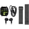 Gistuch Smartwatch 2 in 1 con auricolari, touchscreen HD da 2,01 pollici, chiamate Bluetooth, fitness tracker, sport per iOS e Android, nero, acciaio