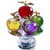 QFkris 13 cm di altezza, 5 colori cristallo sfaccettato mele ornamentali, statuette di mele in vetro da collezione con base girevole per la decorazione della tavola domestica