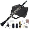 WUQIMUSC Chiave per clarinetto in Sib per principianti e adulti, in legno di ebanite nichelato, chiavi con 2 barili, ance e accessori (chiave clarinetto Bb)