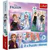 Trefl - Disney Frozen 2, Las princesas en su reino - 3en1: 2x Puzle + Juego de memoria, Puzle con los personajes de la película, 30 y 48 piezas, 24 pares, Para niños a partir de 3 años