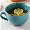 Taoyanmo Tazza da caffè grande in ceramica, 700 ml, tazza in gres porcellanato, cappuccino, tazza XXL in ceramica con manico, grande ciotola per cereali con manico, insalata, tazza da caffè in porcellana (blu)
