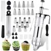 Leikurvo Set di 34 siringhe per torte in acciaio inox, 20 beccucci professionali per panna, pasticceria, riutilizzabili, accessori da forno per decorare torte, ciambelle, cupcake, pasticceria