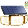 intelamp Luci di inondazione di sicurezza a energia solare, sensore di movimento per esterni, con telecomando, impermeabile, luce solare bianca calda, per giardino e garage