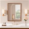 Snowdool Specchio da parete vintage marrone, specchio da toeletta con cornice rettangolare 56x76 cm, da appendere orizzontalmente o verticalmente, decorativo per bagno, camera da letto, soggiorno