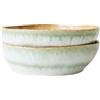 HK LIVING - Ciotola per pasta - Set di 2 Ø 18,7 x H 5,2 cm 70s ceramics - Verde - Gres smaltato