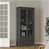 Dmora - Vetrina Gaetane, Credenza espositiva, Vetrinetta multiuso, Madia da soggiorno, 96x42 h201 cm, Grigio