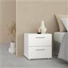Dmora Comodino a Due cassetti con Maniglia, Colore Bianco, cm 40 x 42 x 40