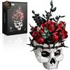 Teschio Con Rose Mattoncini 27cm Giocattolo Costruzioni Idea Regalo Creativo