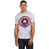 Marvel Maglietta da Uomo Captain America Comic Shield, Colore Grigio Sportivo, Taglia M UK