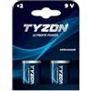 TYZON Pila 9V super-alcalina - Confezione da 2, per allarmi e dispositivi elettronici, senza mercurio