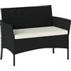 Outsunny Divano da Giardino a 2 Posti con Cuscino e Braccioli in Rattan PE e Acciaio, 100x54x80cm, Nero