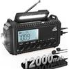 ROCAM 12000 mAh Radio Portatile Energia Solare di Emergenza,AM/FM//SW Radiolina Portatile, SOS, Ricaricabile,Lampada da Lettura, Usb/Tipo C,Torcia, Sopravvivenza Impermeabile