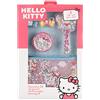 Joy Toy - Hello Kitty Set 5 Pezzi: Borsetta necessaire 21x1x14,5 cm, Spazzola e Specchio con Effetto Neve di Stelle e Due Elastici per i Capelli - in Confezione Regalo 24,5x4,5x36 cm