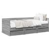 vidaXL Letto da giorno con cassetti Grey Sonoma 75x190 cm Materiale a base di legno