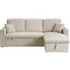 Habitat et Jardin Divano letto angolare in velluto a coste "Alain" - 3 posti - Beige