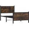 vidaXL Letto in metallo senza materasso rovere fumé 75x190 cm