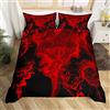 Loussiesd Set di biancheria da letto con motivo teschio rosso, 3 pezzi, con stampa di ossa di scheletro 3D, con cerniera e 2 federe, in morbida microfibra, con teschio horror, adulti