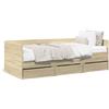 vidaXL Letto da giorno con cassetti in rovere Sonoma 75x190 cm Materiale a base di legno