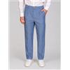 Blooker Pantalone uomo sartoriale in lino e cotone spigato con pinces - slim fit