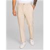 Blooker Pantalone uomo sartoriale in lino e cotone spigato con pinces - slim fit