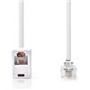 NEDIS Cavo prolunga RJ11 per telecomunicazioni, design piatto, RJ11 maschio a femmina, 10 m, bianco