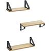 VASAGLE Mensole da Muro, Mensole da Parete, Set di 3, 2 Modalità di Montaggio, 30/35/40 cm, per Soggiorno Cucina Studio Bagno, Colore Rovere e Nero LWS033B11