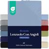 Dreamzie Lenzuola Matrimoniali Cotone 140x200 cm, Altezza Materasso fino a 22 cm - Coprimaterasso Matrimoniale - Azzurro - Certificato senza Prodotti Chimici (Oeko TEX)