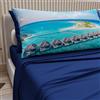PETTI Artigiani Italiani - Lenzuola in Cotone con Federe in Stampa Digitale, Lenzuolo Una Piazza e Mezza Francese, Completo Letto Fantasia Maldive Blu Elettrico, 100% Made in Italy