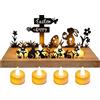 YOUYIKE Pasquale Coniglio Decorazioni Porta Candele con 4 LED Candele, Legno Candelabro & Metallo Coniglio Uovo di Pasqua Modello Pasquali Idee Regalo Casa La Tavola Luce Addobbi
