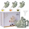 RORA Assassins Teiera in ceramica fatta a mano Magic Tea Kettle per tre bevande in una pentola, due cuori design cinese teiera con mini imbuto, 473,6 g
