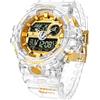 PINDOWS Orologi da uomo, con luce a LED, orologio sportivo grande digitale, analogico, doppio fuso orario, multifunzione, orologio da polso militare, 3 allarmi, conto alla rovescia, cronometro, G603N2