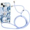 Foonary Cover con Cordino per iPhone 13, Custodia con Aesthetic Estivi Conchiglie Motivo Laccio Collana Tracolla, Silicone Necklace Regolabile Bumper Corda Phone Case per iPhone 13 6,1,Fiore