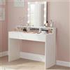 VASAGLE KAILYN Collezione - Toeletta, Luce LED con Luminosità Regolabile, Tavolo da Trucco con Specchio, 2 Cassetti e 3 Scomparti, Postazione Trucco, Moderno, Bianco RDT164W01