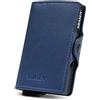 K ' KRASEN ' KRASEN' - Portafoglio e Porta Carte Nappato Blu Navy con Bottone, Sistema Anti-Clonazione, Scatoletta in Alluminio, Resistente all'Acqua, Bottone e Cerniera Porta Monete