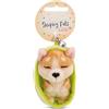 NICI 61606 Sleeping Pets Portachiavi a forma di cagnolino Welsh Corgi nel cestino, compagno fedele per lo zaino o la borsa di grandi e piccini, 8 cm, marrone
