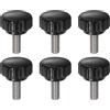 QUARKZMAN 6pz Manopole di Serraggio Zigrinatei M6 x 16mm Metrico 304 Acciaio Inossidabile Filettatura Maschio Vite a Testa Zigrinata 22mm Manopole Bulloni Filettati Testa Tonda Plastica Nero